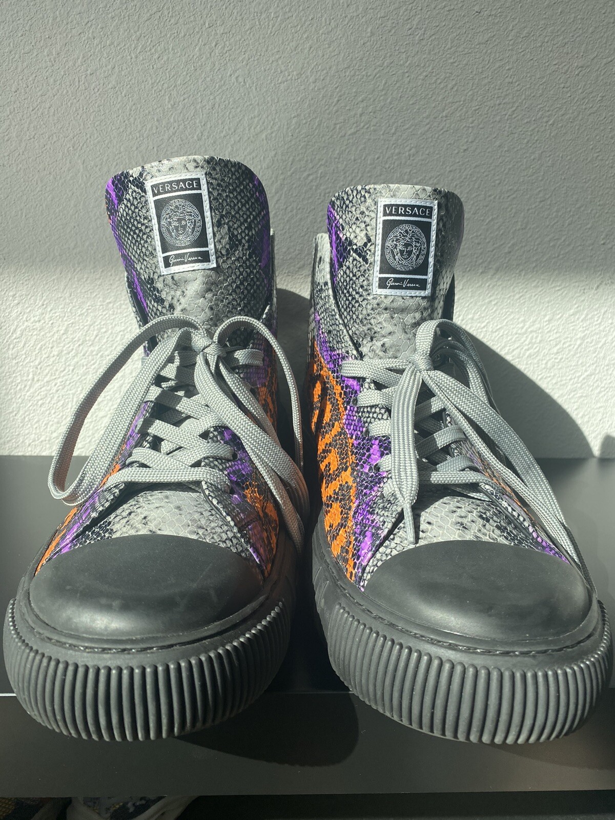Versace La Greca Python Print High Top Sneakers M… - image 6