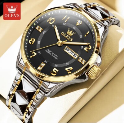 OLEVS Quartz Watch for Men Luxury Diamond Luminous Stainless Steel New Top Brand