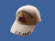 U.S ARMY 2nd ARMORED DIVISION HAT HELL ON WHEELS KHAKI OFFICIAL LICENSED BALLCAP