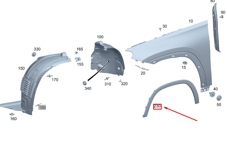 MERCEDES-BENZ GLE W167 Front Right Wheel Arch Cover 