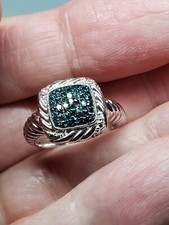 0.25ctw Genuine Blue enhanced Diamond 925 Sterling Silver Ring Size 7