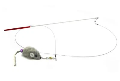 KATS'N US® Cat Toy Wand with Rabbit Fur Mouse