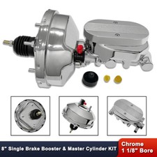 Chrome 8 Single Diaphragm Brake Booster Finned Top Master Cylinder 1 18 Bore Chrome 8 Single Diaphragm Brake Booster Finned Top Master Cylinder 1 18 Bore