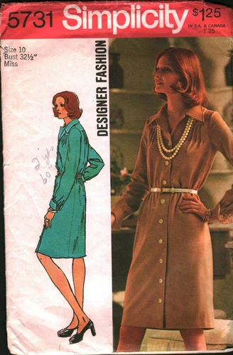 5731 Vintage Simplicity Sewing Pattern Misses Designer Dress Button Front OOP 10