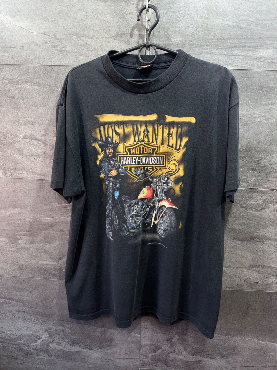 d*9様 【希少】Harley-Davidson 立体ロゴ ヴィンテージ レザー Vintage 1992 3D Emblem Harley Davidson Shirt Single Stitch 90s