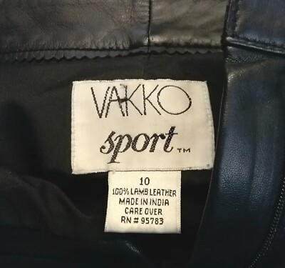 VAKKO SPORT womens genuine black leather pants zip Lined size 10