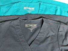 Greys Anatomy Scrub Top Lot of 2 Women s Size XS Grey Green Short Sleeve