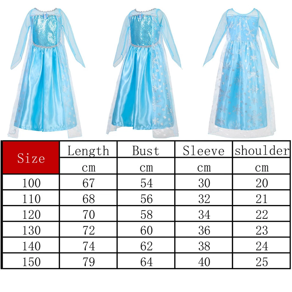 Kinder Mädchen Eiskönigin Prinzessin Elsa Kleid Cosplay Party Karneval Kostüme - Bild 4 von 4