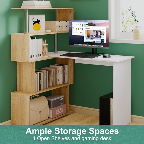 Computer Desk Office Study Table Adjustable Computer Table With Storage Shelving - Picture 4 of 7