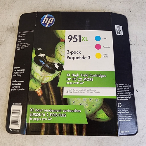HP CR318BN HP 951XL 3 Color Ink Cartridges 3 Pak Genuine New OEM Sealed