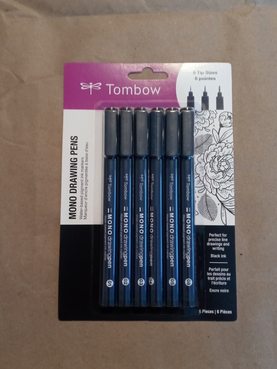 Tombow Fine Liner Mono Drawing Pens Set of Black Ink