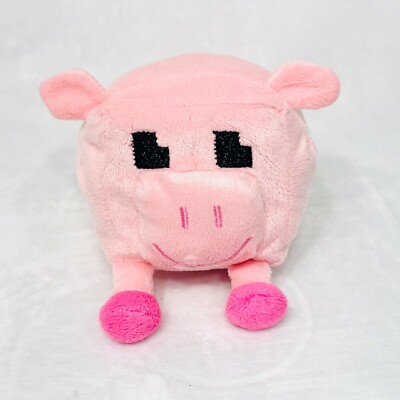 Nanco Pixel Pig Cube Plush Toy - Soft Emboroidered Features - Approx. 4'' x 6''