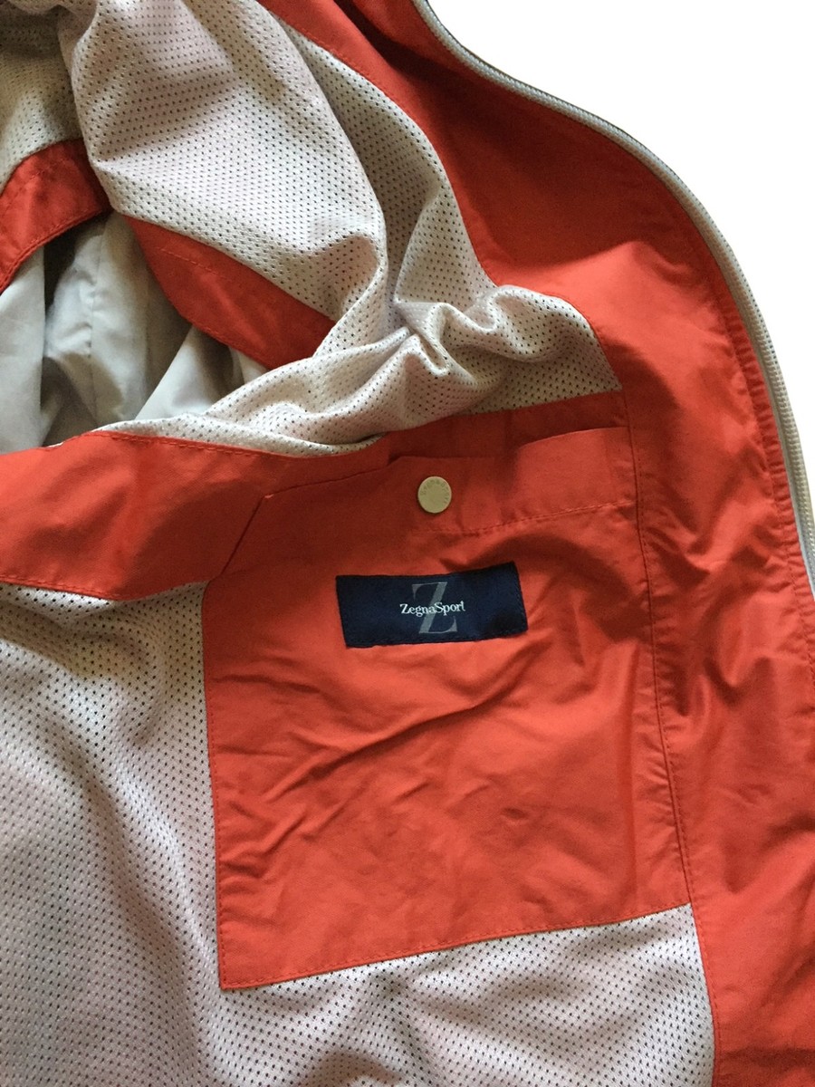 Z ZEGNA SPORT Mens Windbreaker Jacket Size XXL US Sz 44 Orange