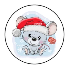 30 CUTE CHRISTMAS MOUSE STICKERS ENVELOPE SEALS LABELS 1.5" ROUND TAGS FAVORS