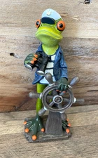 Frog Sea Captain Resin Figurine 7.25" H