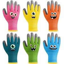 6 Pairs Kids Gardening Gloves Children Work Gloves Rubber Coated Garden Gloves