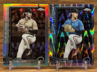 MAX MEYER RayWave + Sepia Refractor LOT | 2025 Topps Chrome Update MARLINS