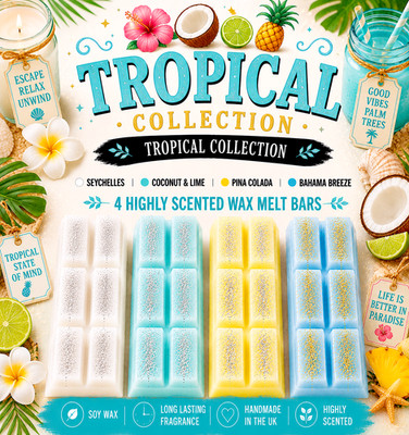 Tropical Wax Melts Geschenkset 4 Snap Bars Seychelles Coconut Lime Pina Colada