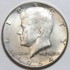 1964 50c Kennedy 90% Silver Half Dollar - RAW - Lightly Toned / Nice Coin