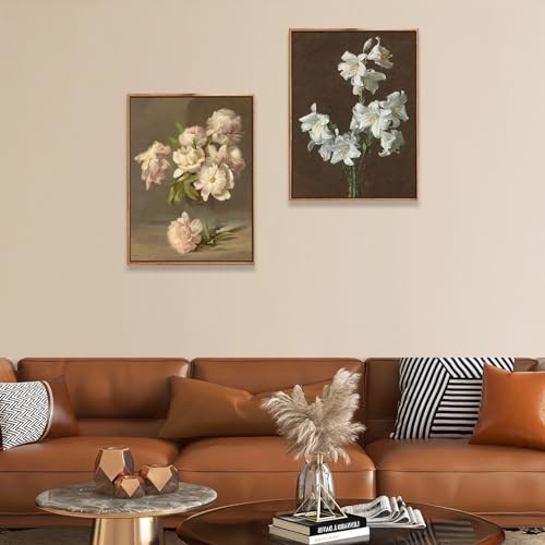 Framed Canvas Painting, 12x16in Vintage Floral Wall Art Print, Pink Peonies - Picture 8 of 8