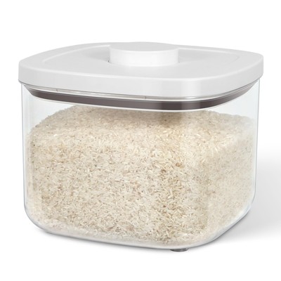 Flour Storage Container -10 Lbs / 5.28 Qt Rice Container with Pop Up Lid & Me...