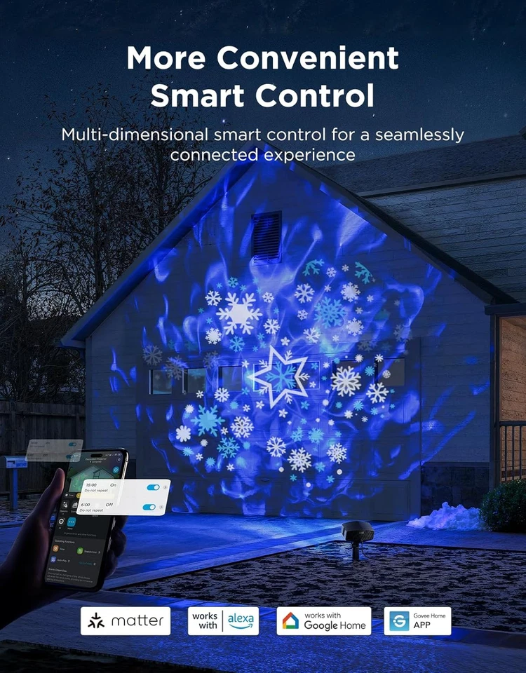 Outdoor Snowflake Projector, Smart Projector with Moving Water Ripple Projection - Image 4 of 4