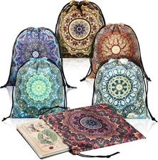 6 Pcs Velvet Storage Bag Dice Drawstring Inches, multi-color 