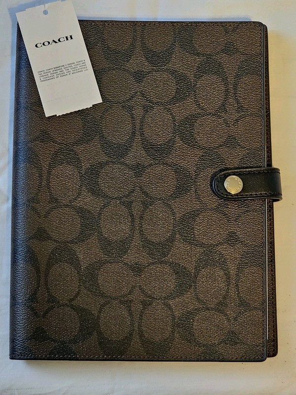 REDUCED NEW! Snap Notebook In Signature Canvas Brown /Black With Coach Notebook 