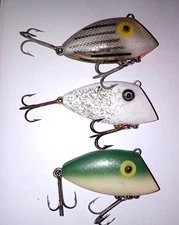 3 Vintage PICO PERCH lures - VG Used condition -2-1/4" size -Texas Baits -lot B