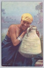 Raphael Tuck Oilette  Egyptian girl holding jar No7200 postcard