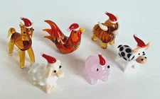 Ganz Mini Glass Figurine w/Santa Hat Cow Sheep Rooster Horse Pig or Bull Pic 1