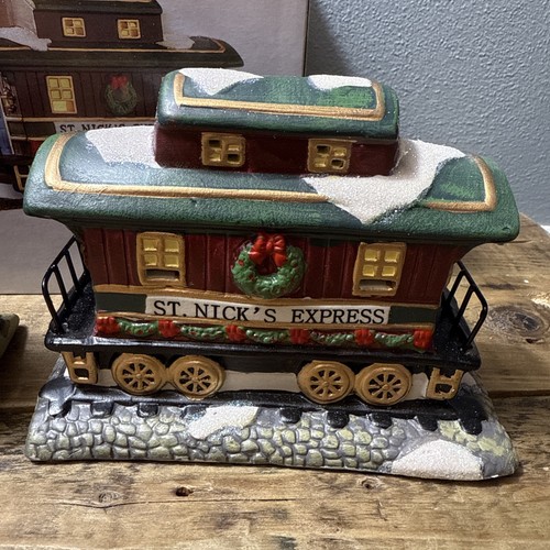 Saint Nicholas Square 3 Piece “Train Set” Christmas Hand Painted W/Light Cords - Picture 4 of 17