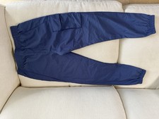 Adidas Boys Blue Escape Woven Cargo Joggers XS Elastic Waist Lightweight Pants