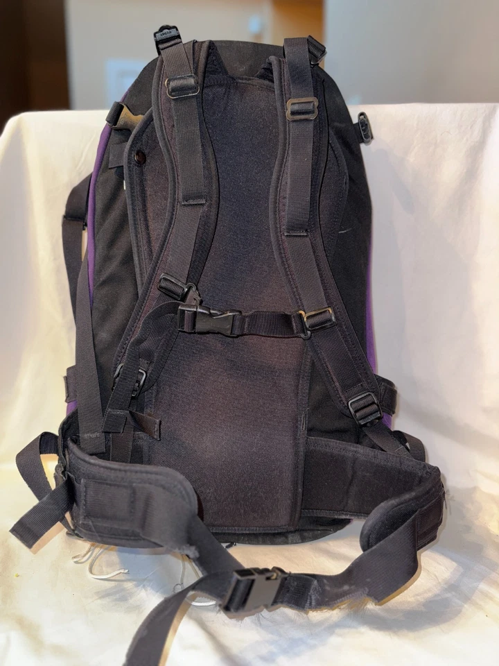 Black Diamond Pack Unisex Backpack Purple Embroidered Adjustable Strap Bag - Image 3 of 4