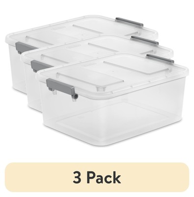 (3 pack) Sterilite Modular 12.7 Quart Small Latching Storage Bin , Clear Plastic