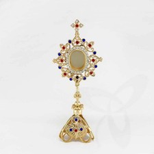 2691 OSTENSOIR MONSTRANCE EN METAL DORE Reliquary reliquaire massif 25cm