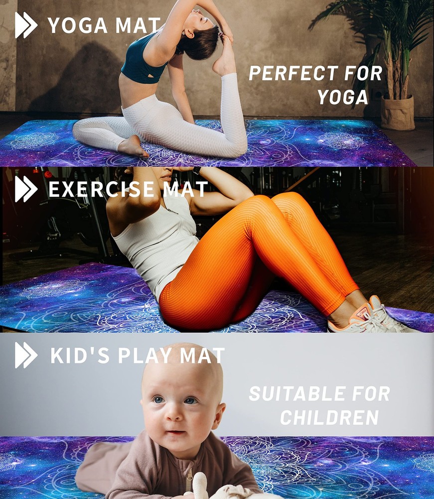 Non-Slip Double-Sided Eco-Friendly TPE Yoga Mat with Carrying Strap