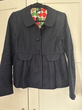 J. Crew Womens Navy Blue Button Front Linen Cotton Peplum Blazer Jacket Size 4