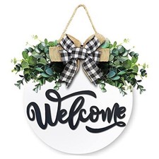 Welcome Sign for Front Door, Front Door Decor for Farmhouse Porch, Rustic