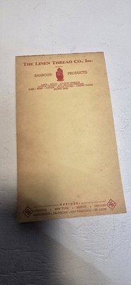 Vintage The Linen Thread Co. Barbour Products Advertising Memo Pad   Unused...