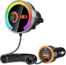 Bluetooth Car FM Transmitter QC3.0 Fast Charge LED HiFi Bass USB TF Handsfree