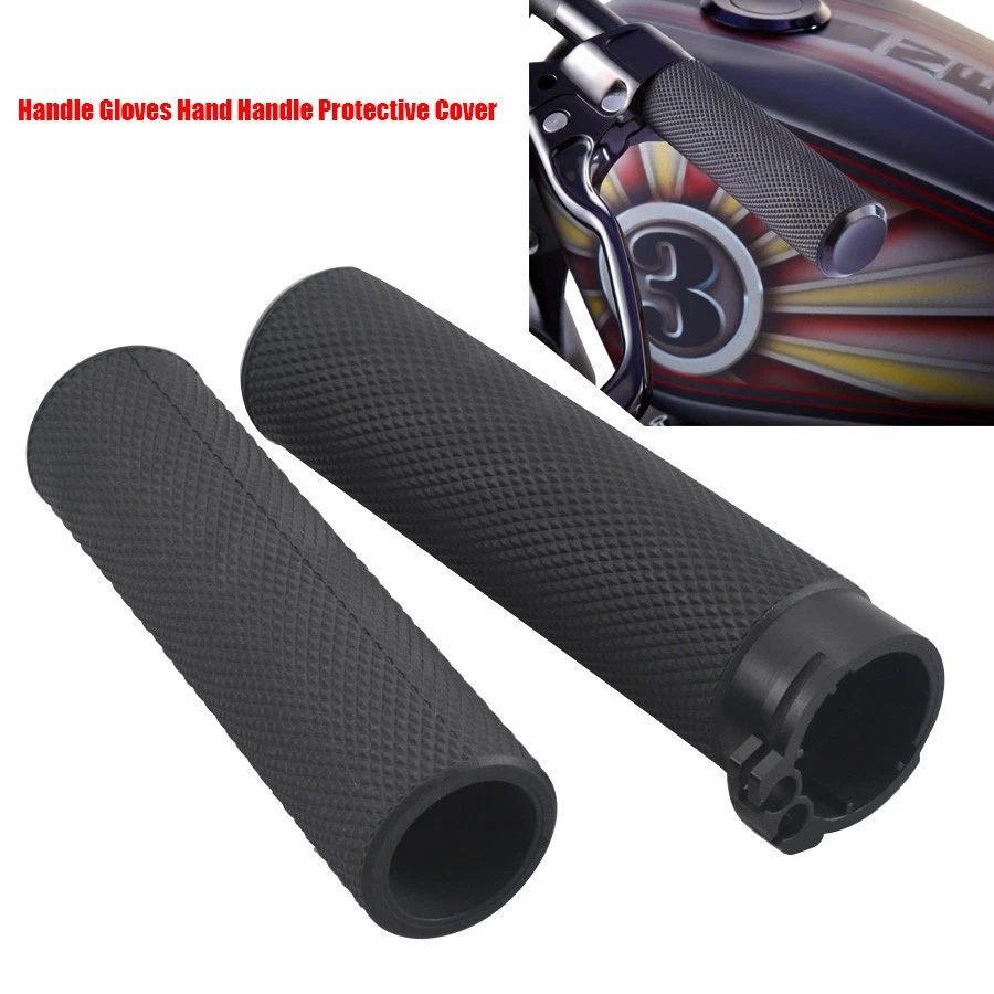 1" 25mm Motorcycle Black Handlebar Hand Grips For Harley Touring Dyna Blackline - Image 2 of 4