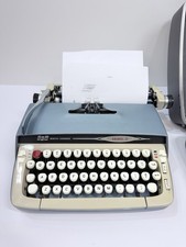 Vtg 60s Smith Corona Galaxy 2 Blue GALAXIE II Portable Manual TYPEWRITER Case thumbnail