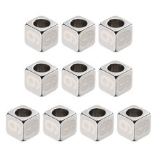 10Pcs Stainless Steels Number Beads Number 9 Cube Square Dice Beads