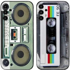 2 Pcs Retro Radio Cassette Tape TPU Gel Back Cover Case For Various Smart Phone