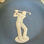 Wedgwood Blue Jasperware Golfer Decorative Plate, White Relief, England — photo 4