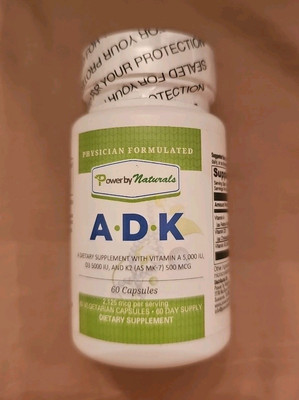 Power By Naturals ADK Vitamin Supplement Vitamin A Vitamin D3 5000 iu and Vit...