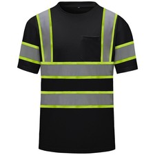 High Visibility Shirts Quick Dry Safety T Shirts with Reflective Strips and P...