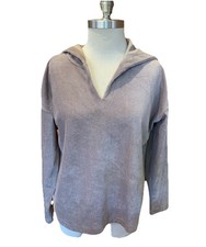 J Jill Hoodie Sweatshirt Small Petite Taupe Soft Corduroy Stretch Pullover Cozy