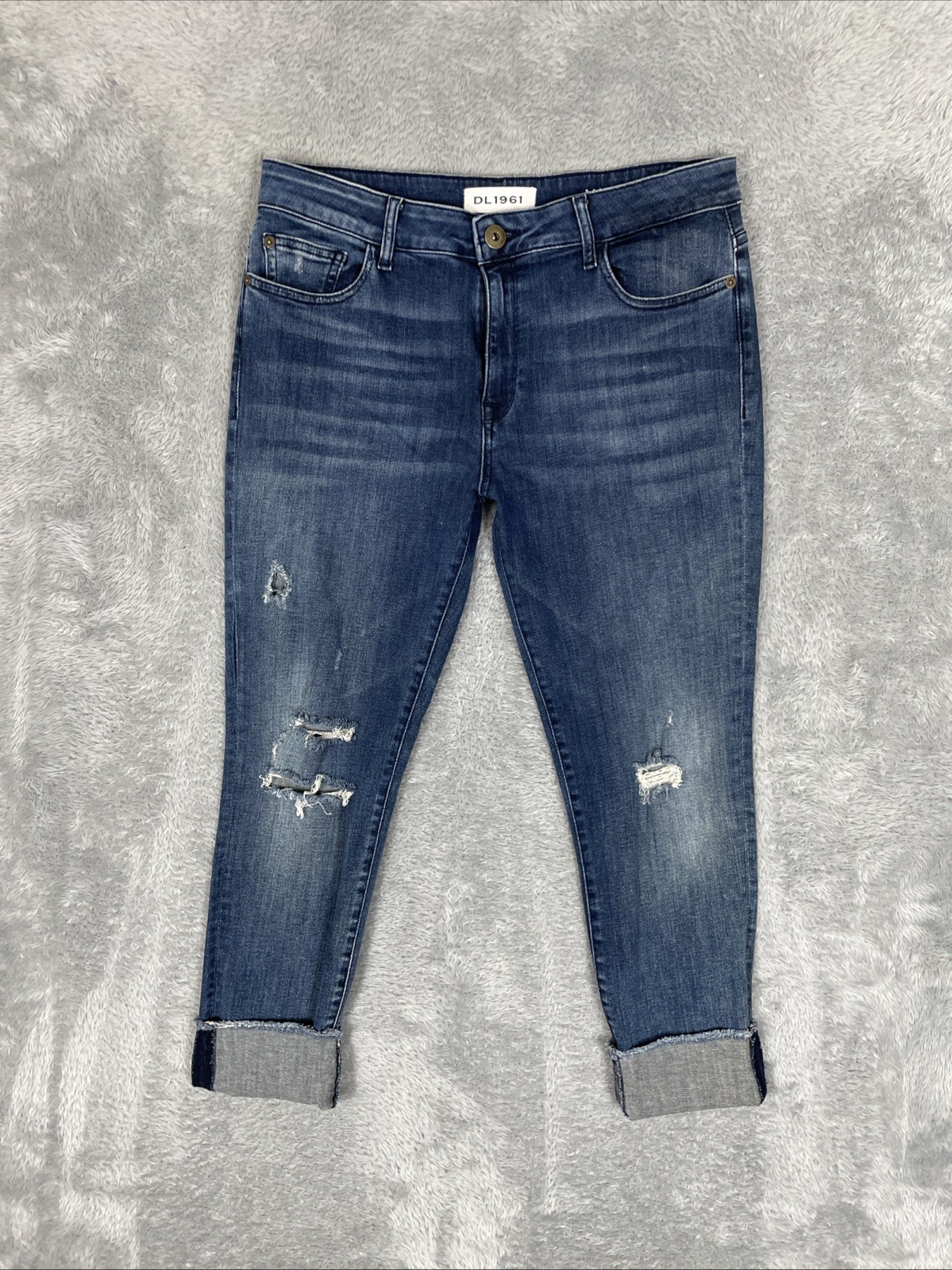 DL1961 Jeans Women's 32 Blue Margaux Instasculpt Ankle Skinny Stretch Ripped